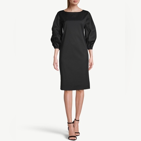 CHICO’S / NWT/ 3/4-Sleeve Poplin Black Shirt Dress/ Size - Picture 1 of 12